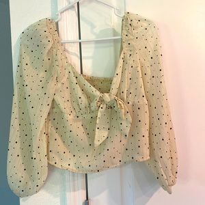 SHEIN polka dot blouse, puffed sleeves, with ruched flexible back, size SM.
